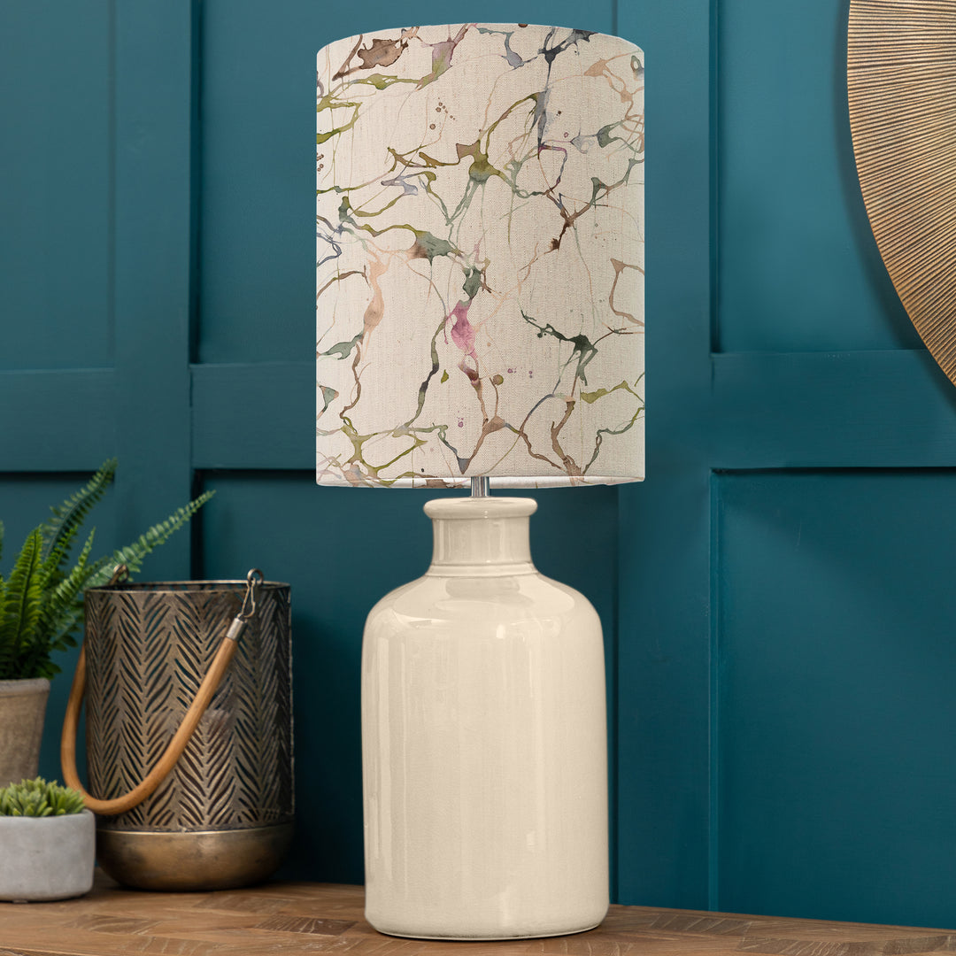 Elspeth Table Lampbase Cream/Carrara Anna 25cm Lampshade Meadow