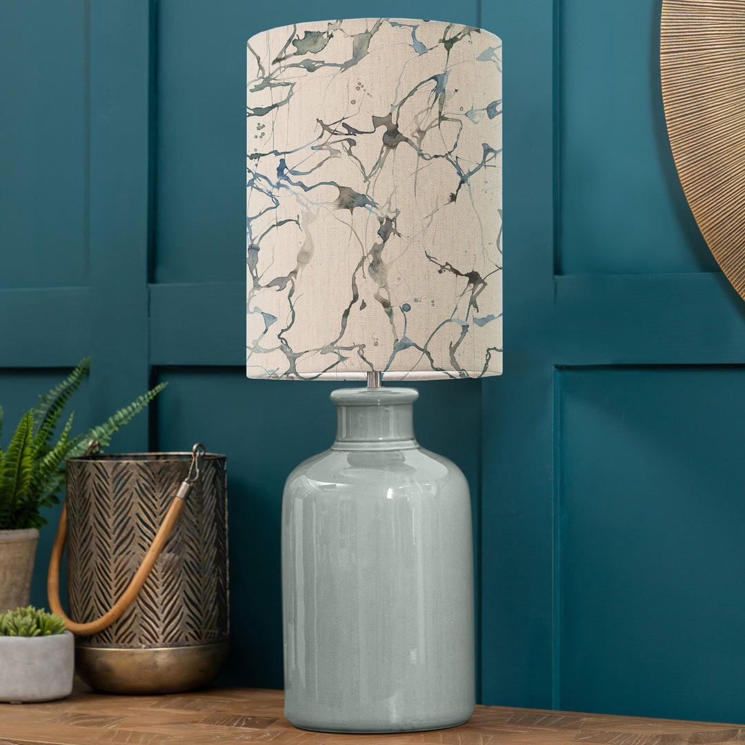Elspeth Table Lampbase Duck Egg/Carrara Anna 25cm Lampshade Frost