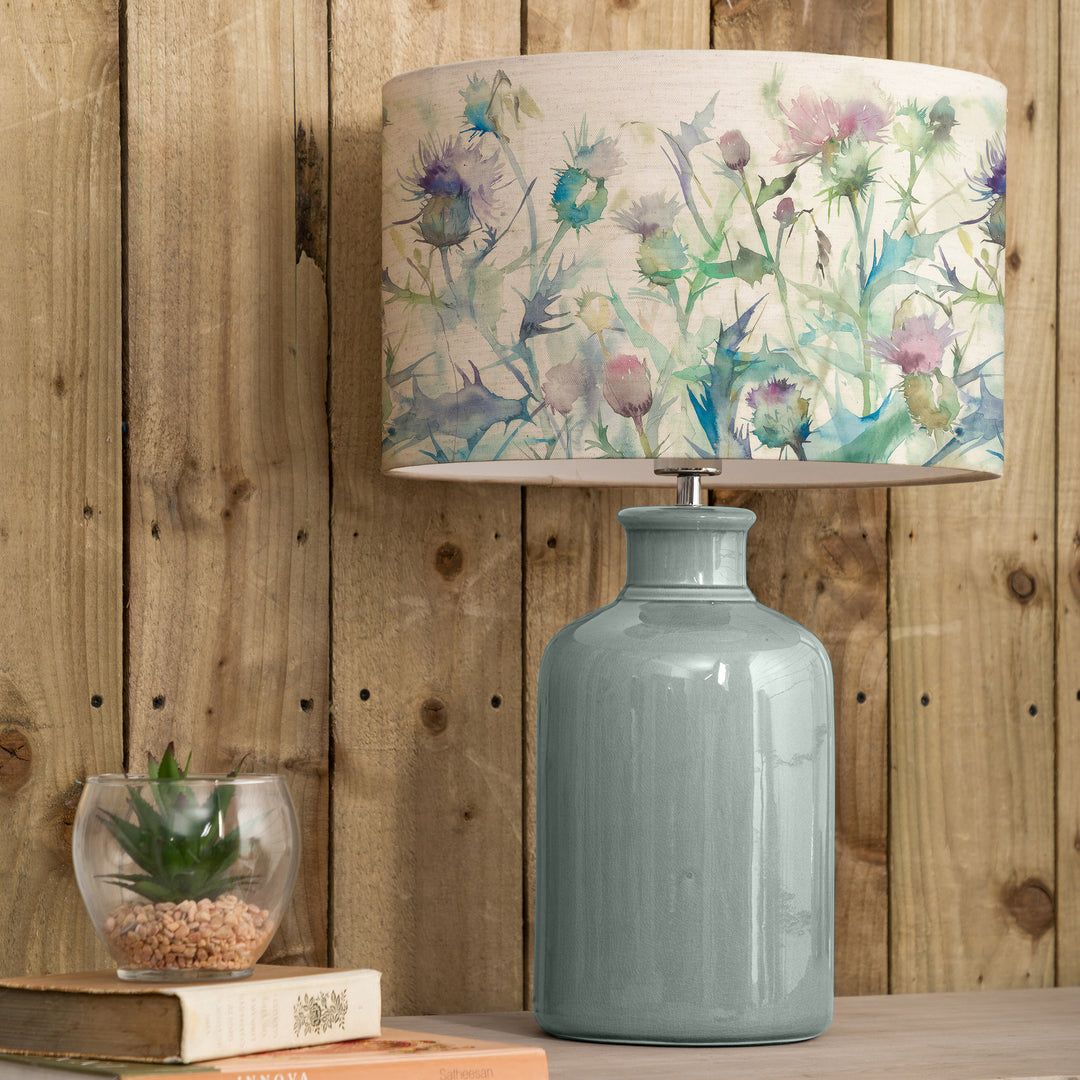 Elspeth Table Lampbase Duck Egg/Cirsium EVA 40cm Lampshade Damson