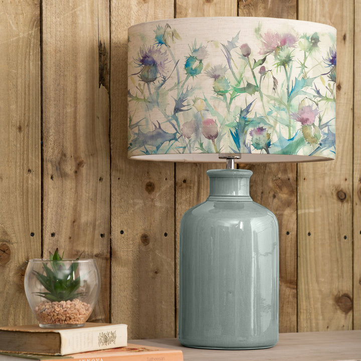 Elspeth Table Lampbase Duck Egg/Cirsium EVA 40cm Lampshade Damson