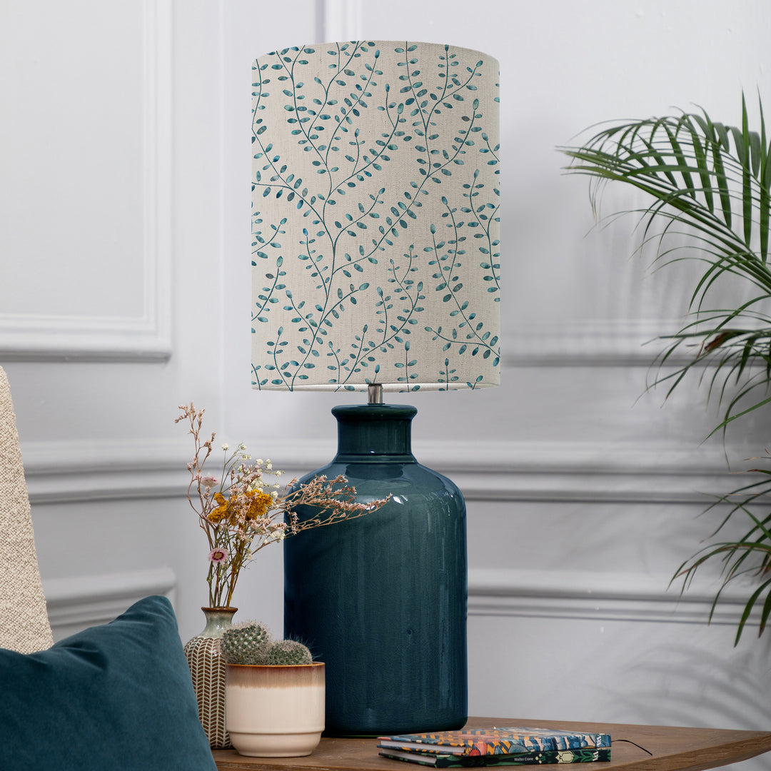 Elspeth Table Lampbase Aqua/Eden Anna 25cm Lampshade Ocean