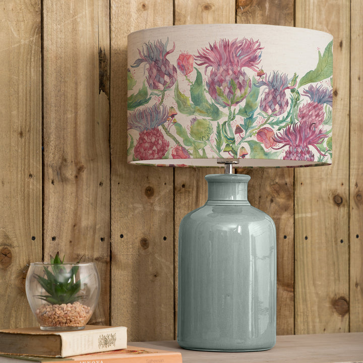 Elspeth Table Lampbase Duck Egg/Fairytale Bristle EVA 40cm Lampshade Damson