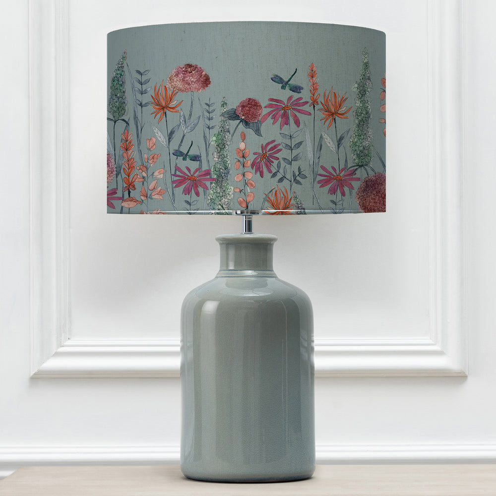 Elspeth Table Lampbase Duck Egg/Florabunda EVA 40cm Lampshade Cornflower - image 2