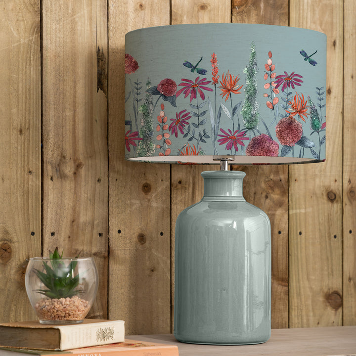 Elspeth Table Lampbase Duck Egg/Florabunda EVA 40cm Lampshade Cornflower
