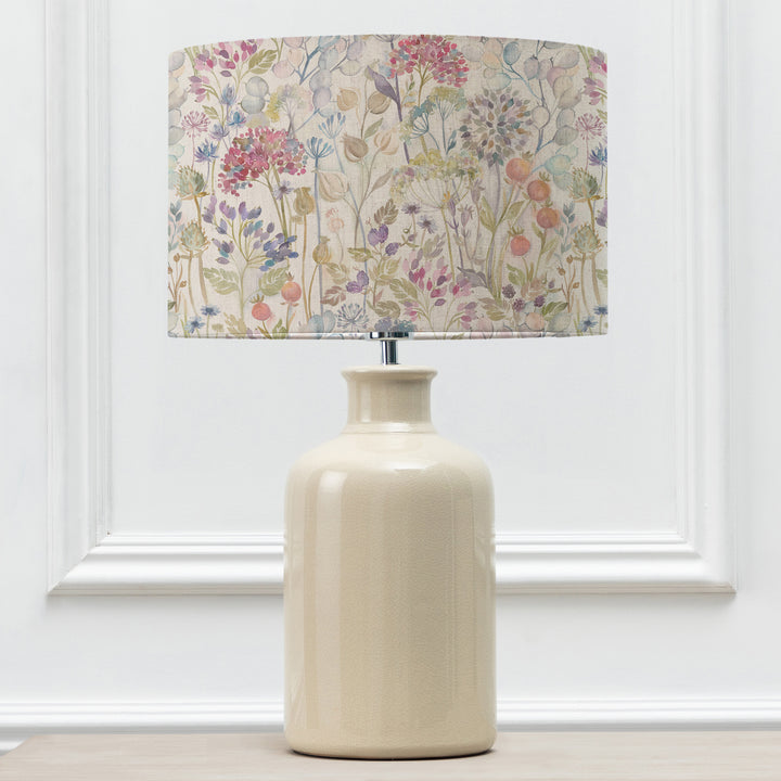 ELSPETH TABLE LAMPBASE CREAM/HEDGEROW EVA 40CM LAMPSHADE LINEN