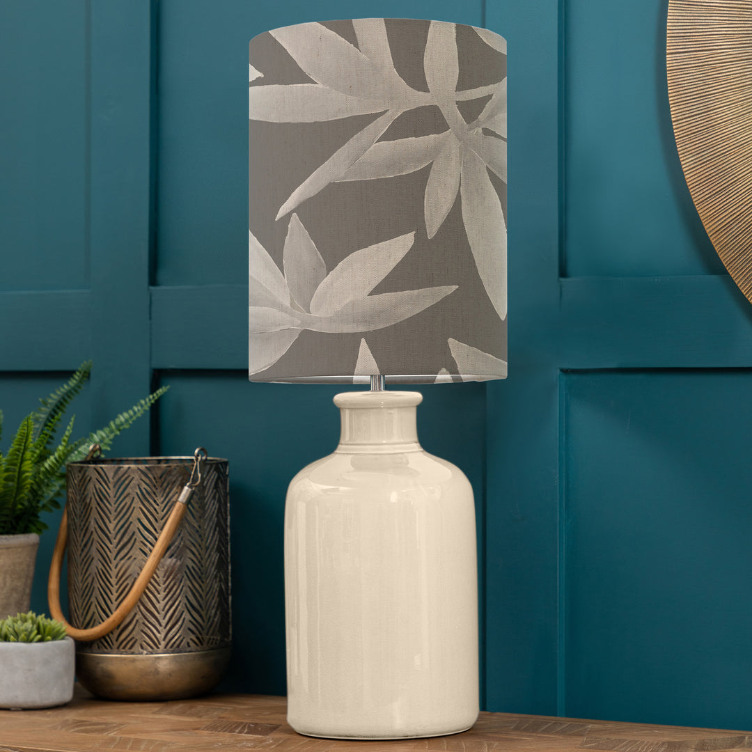 Elspeth Table Lampbase Cream/Silverwood Anna 25x35cm Lampshade Frost