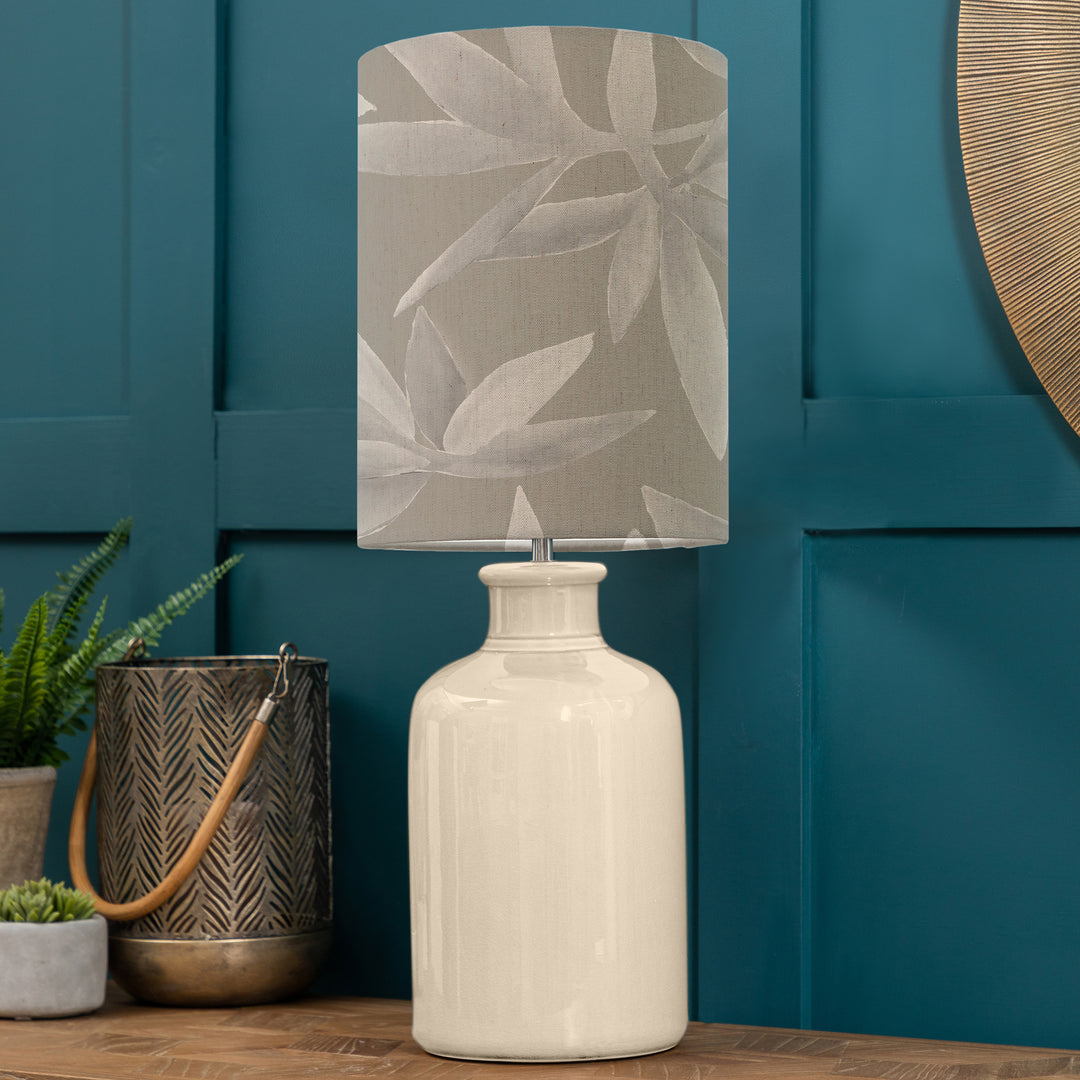 Elspeth Table Lampbase Cream/Silverwood Anna 25x35cm Lampshade Snow