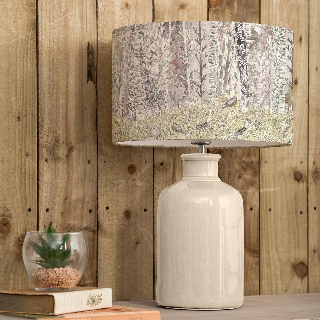 Elspeth Table Lampbase Cream/Whimsical Tale EVA 40cm Lampshade Willow