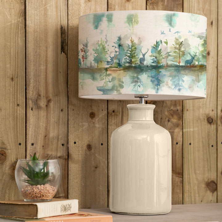 Elspeth Table Lampbase Cream/Wilderness EVA 40cm Lampshade Topaz
