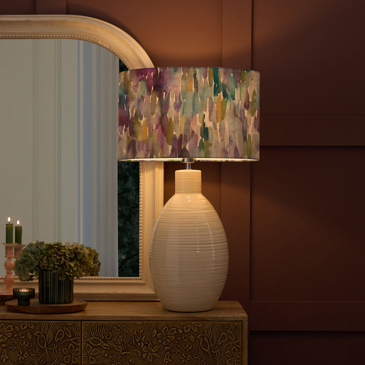 EPONA TABLE LAMPBASE CREAM/AZIMA EVA 40CM LAMPSHADE INDIGO