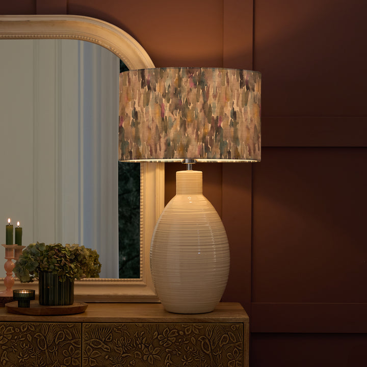 EPONA TABLE LAMPBASE CREAM/AZIMA EVA 40CM LAMPSHADE IRONSTONE
