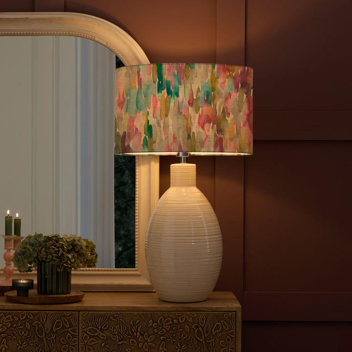EPONA TABLE LAMPBASE CREAM/AZIMA EVA 40CM LAMPSHADE LOTUS