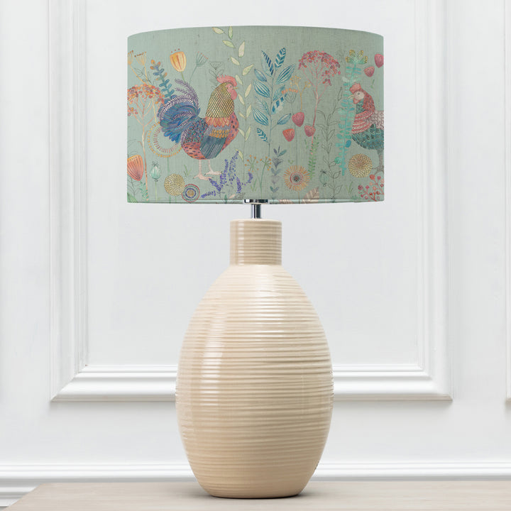 EPONA TABLE LAMPBASE CREAM/BILBURY FLOCK EVA 40CM LAMPSHADE ROBINS EGG