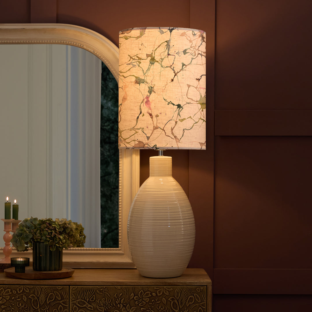 EPONA TABLE LAMPBASE CREAM/CARRARA ANNA 30CM LAMPSHADE MEADOW