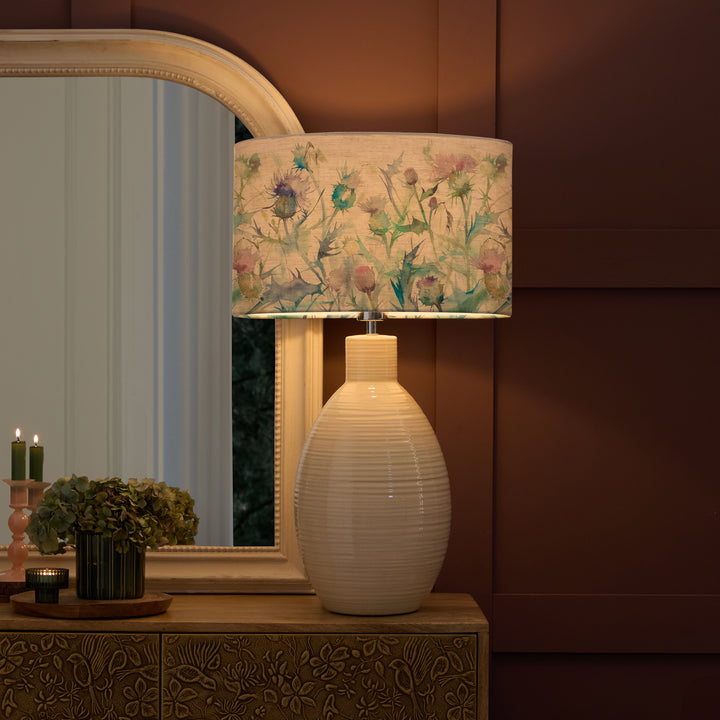 EPONA TABLE LAMPBASE CREAM/CIRSIUM EVA 40CM LAMPSHADE DAMSON