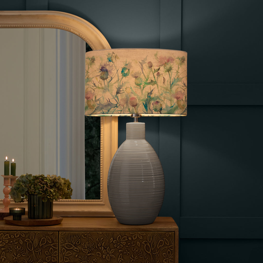 EPONA TABLE LAMPBASE DUCK EGG/CIRSIUM EVA 40CM LAMPSHADE DAMSON