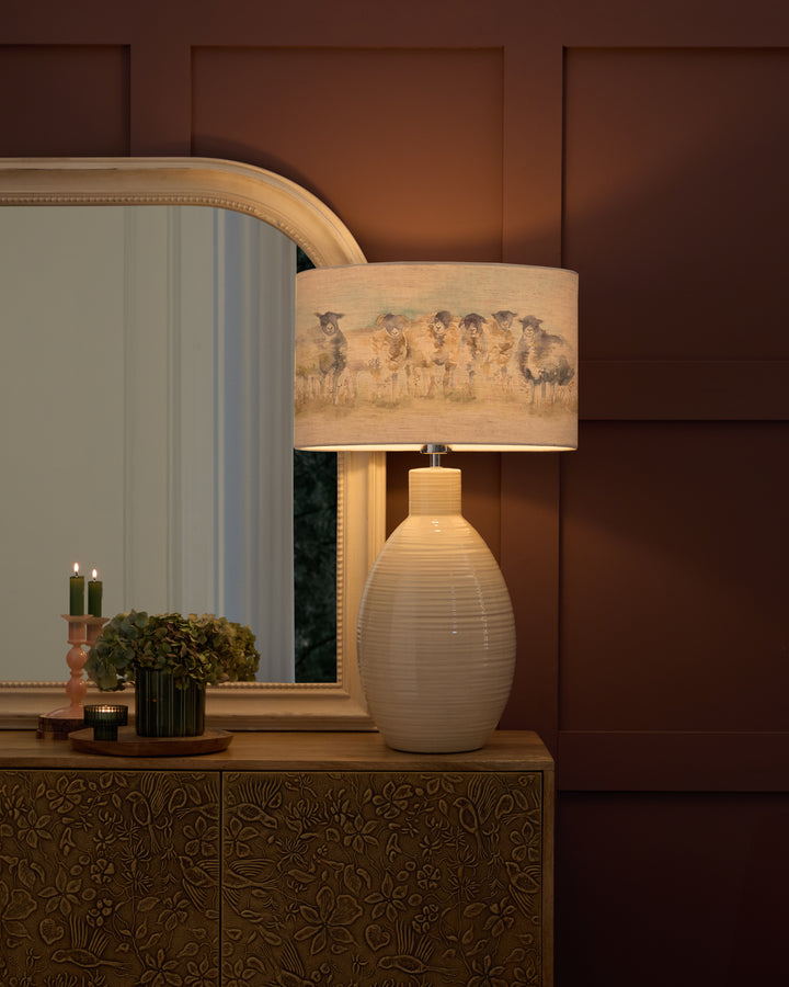 EPONA TABLE LAMPBASE CREAM/COME BY EVA 40CM LAMPSHADE LINEN