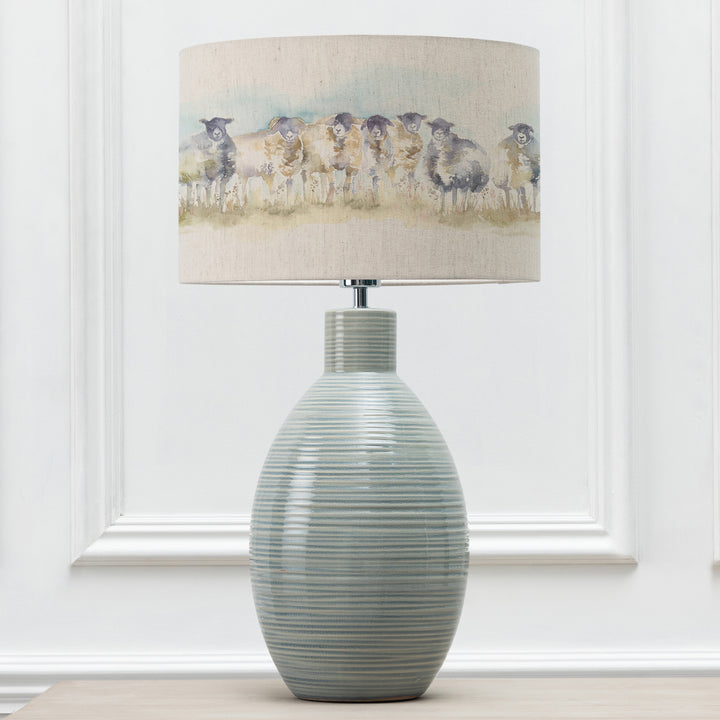 EPONA TABLE LAMPBASE DUCK EGG/COME BY EVA 40CM LAMPSHADE LINEN
