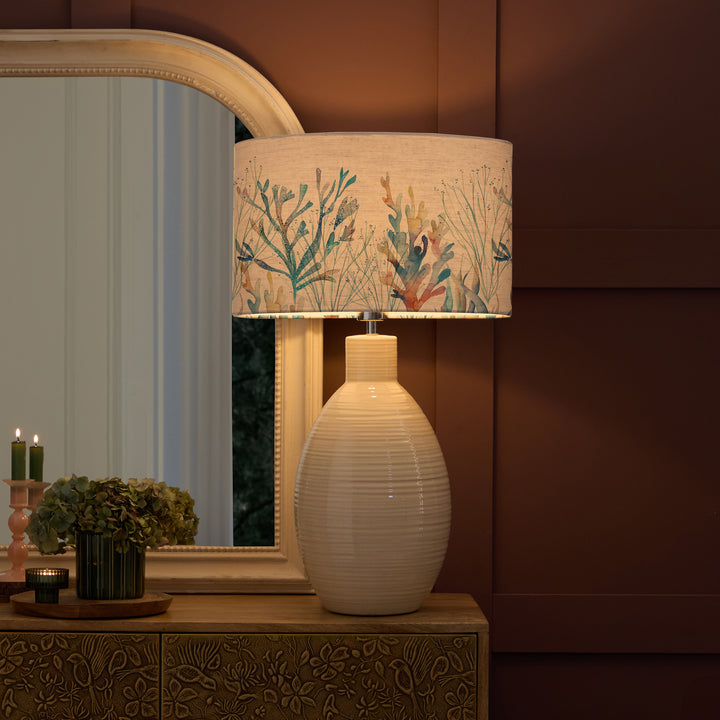 EPONA TABLE LAMPBASE CREAM/CORAL REEF EVA 40CM LAMPSHADE COBALT