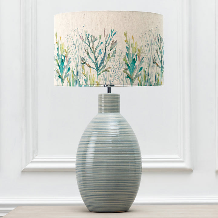 EPONA TABLE LAMPBASE DUCK EGG/CORAL REEF EVA 40CM LAMPSHADE COBALT