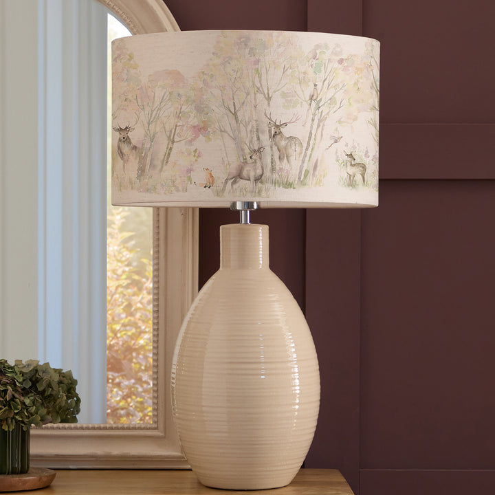 Epona Table Lampbase Cream/Enchanted Forest EVA 40cm Lampshade Forest