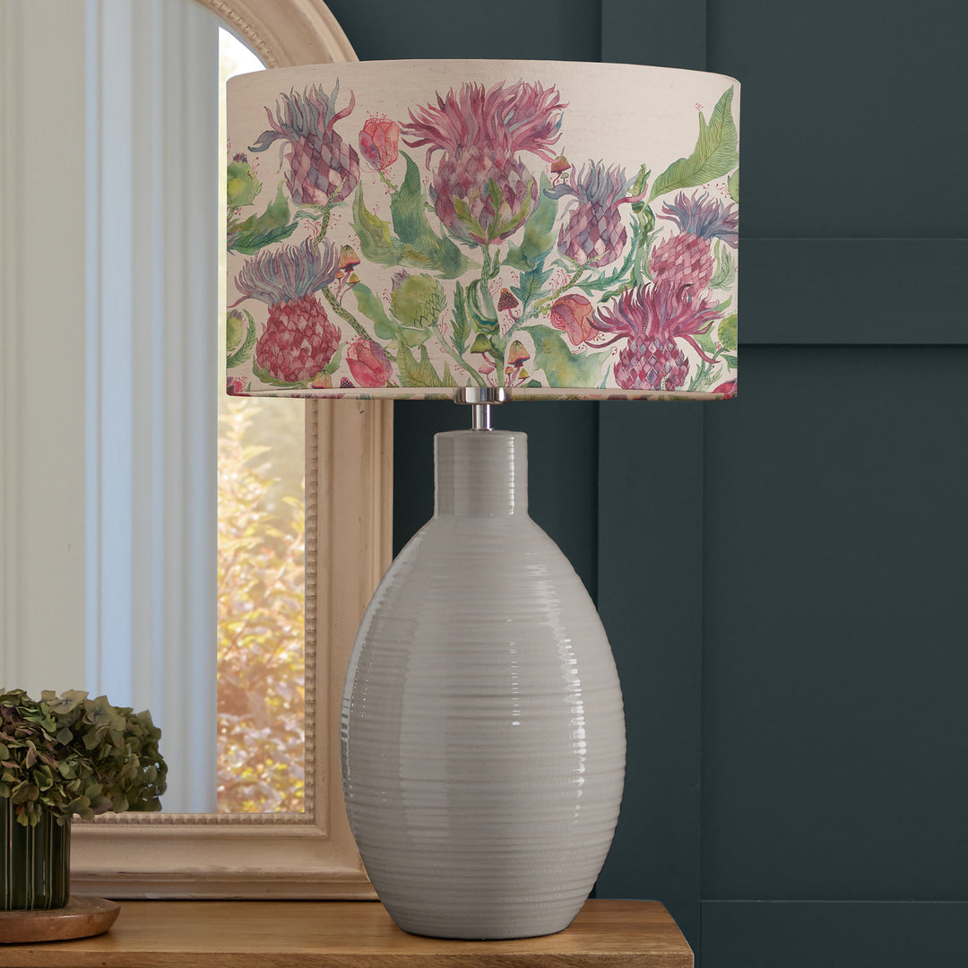 Epona Table Lampbase Duck Egg/Fairytale Bristle EVA 40cm Lampshade Damson