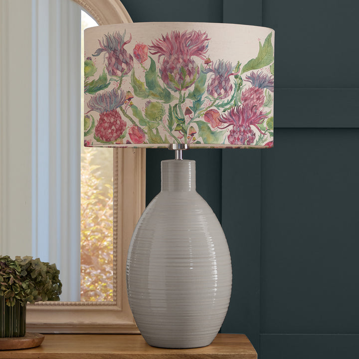 Epona Table Lampbase Duck Egg/Fairytale Bristle EVA 40cm Lampshade Damson