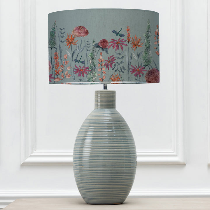 EPONA TABLE LAMPBASE DUCK EGG/FLORABUNDA EVA 40CM LAMPSHADE CORNFLOWER