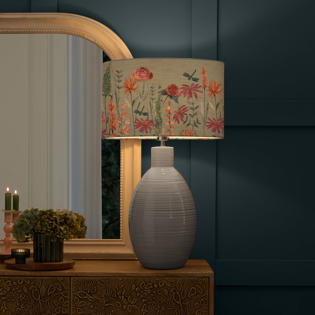 EPONA TABLE LAMPBASE DUCK EGG/FLORABUNDA EVA 40CM LAMPSHADE CORNFLOWER