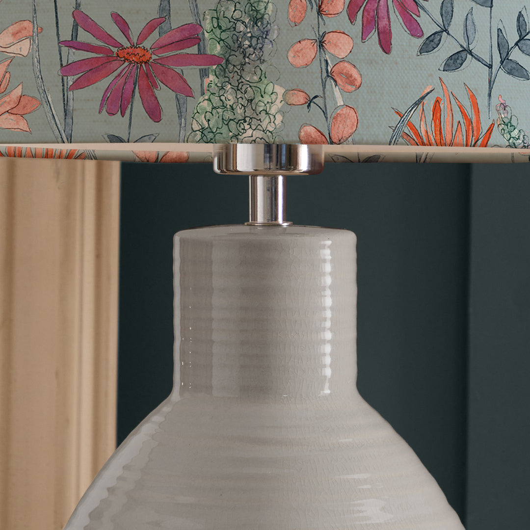Epona Table Lampbase Duck Egg/Florabunda EVA 40cm Lampshade Cornflower - image 4