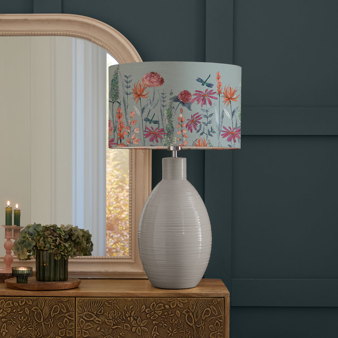 Epona Table Lampbase Duck Egg/Florabunda EVA 40cm Lampshade Cornflower - image 8