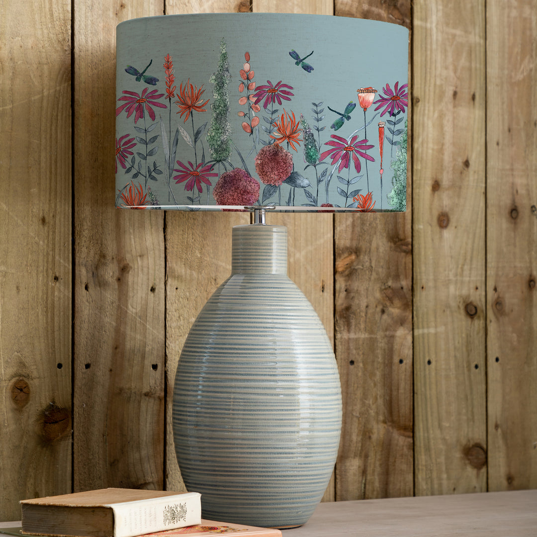 Epona Table Lampbase Duck Egg/Florabunda EVA 40cm Lampshade Cornflower - image 9