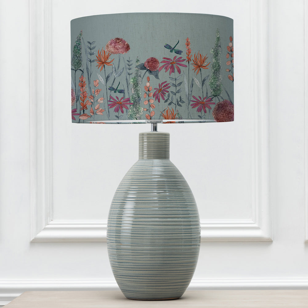 Epona Table Lampbase Duck Egg/Florabunda EVA 40cm Lampshade Cornflower - image 2