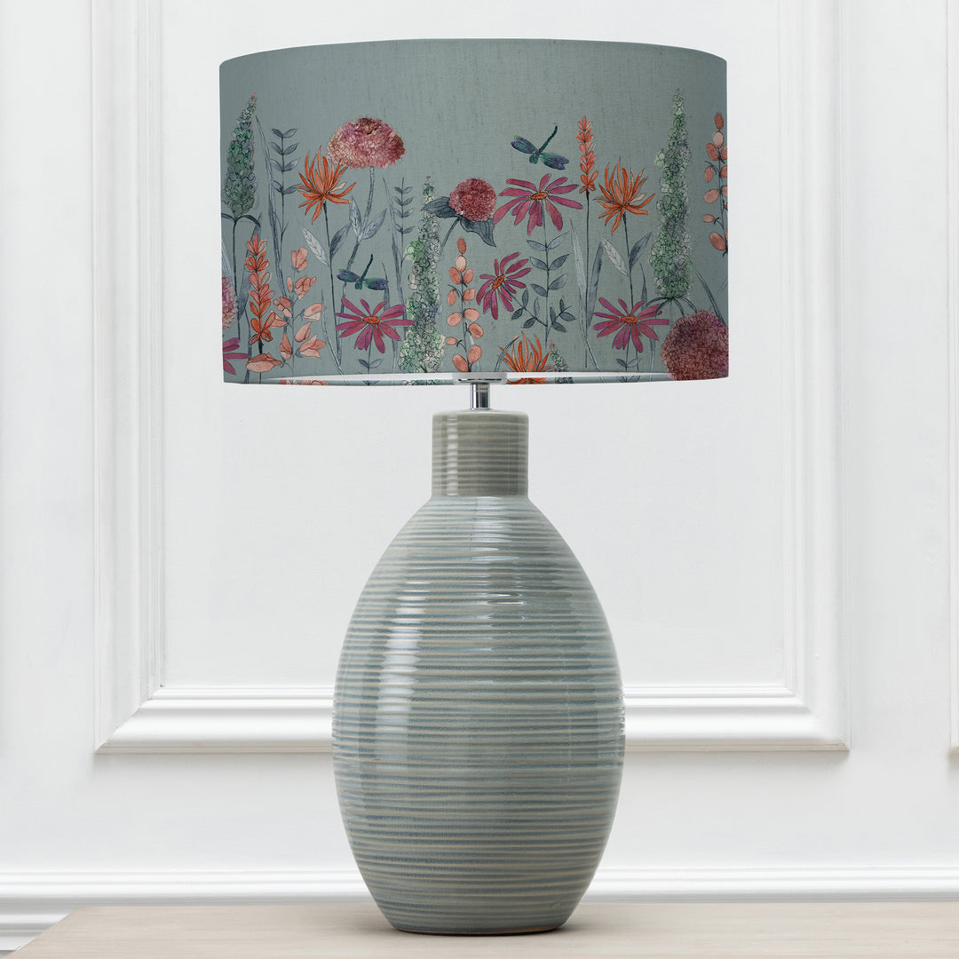 Epona Table Lampbase Duck Egg/Florabunda EVA 40cm Lampshade Cornflower - image 2