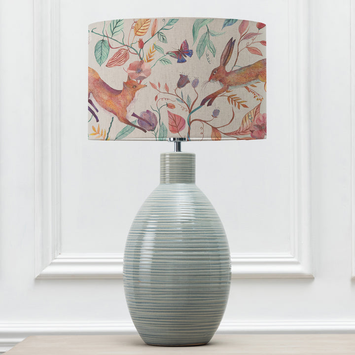 EPONA TABLE LAMPBASE DUCK EGG/LEAPING INTO THE FAUNA EVA 40CM LAMPSHADE LINEN