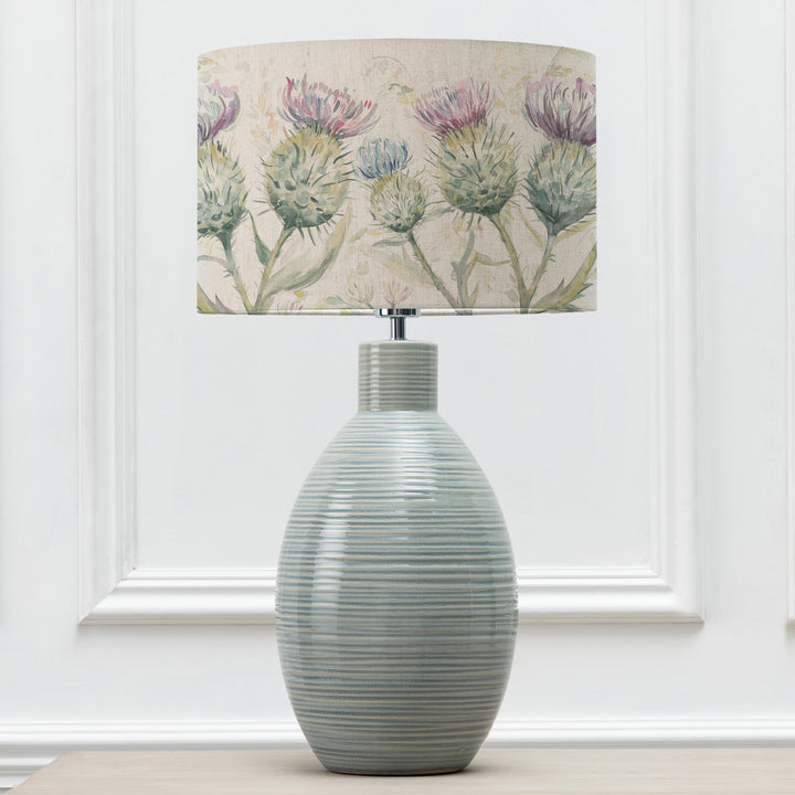 EPONA TABLE LAMPBASE DUCK EGG/THISTLE GLEN EVA 40CM LAMPSHADE LINEN