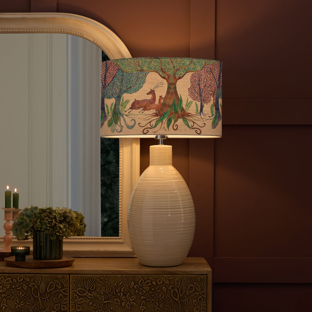 EPONA TABLE LAMPBASE CREAM/WILLOW WOODS EVA 40CM LAMPSHADE LINEN