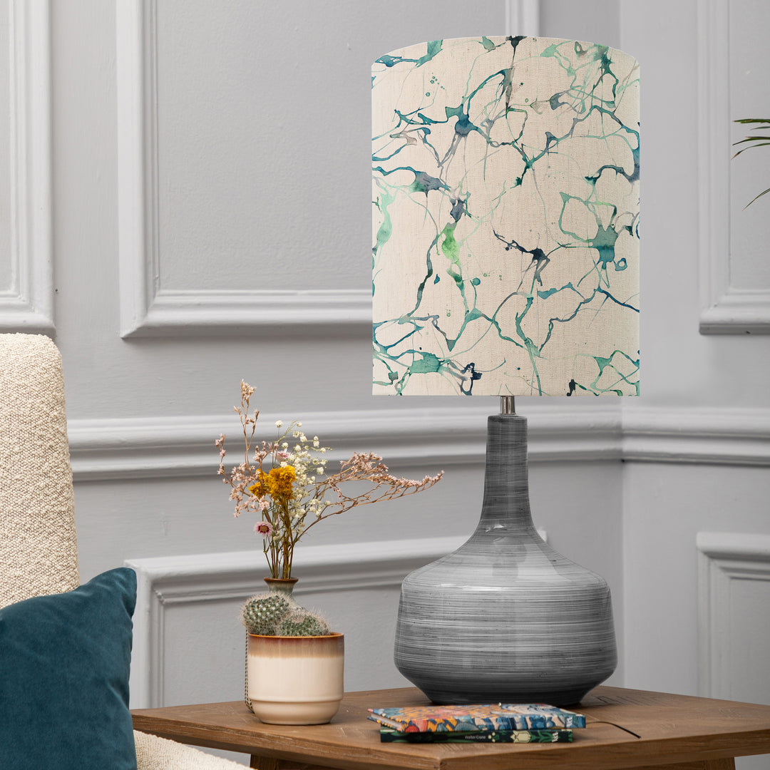 Eris Table Lampbase Slate/Carrara Anna 30cm Lampshade Ocean