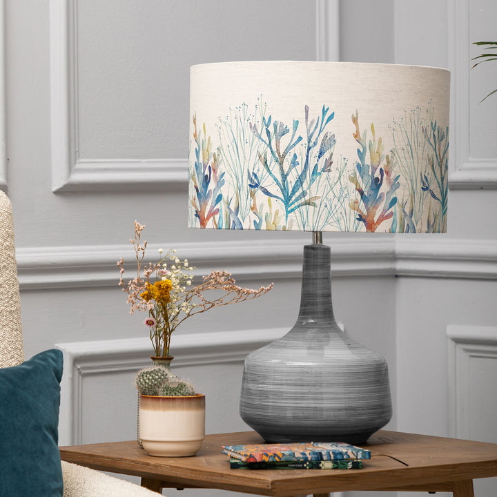 Eris Table Lampbase Slate/Coral Reef EVA 37cm Lampshade Cobalt