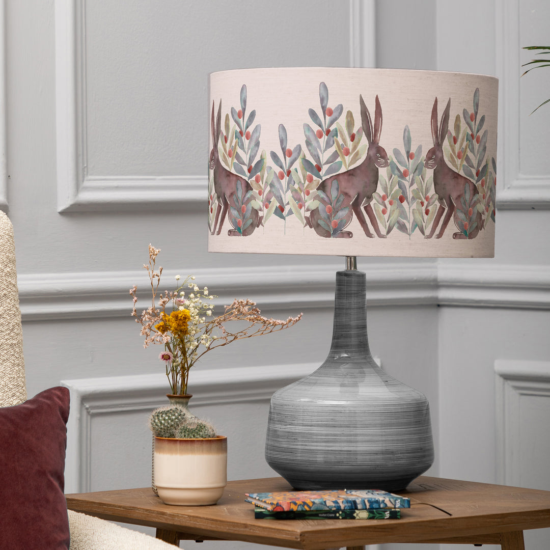 Eris Table Lampbase Slate/Kensuri EVA 37cm Lampshade Mulberry