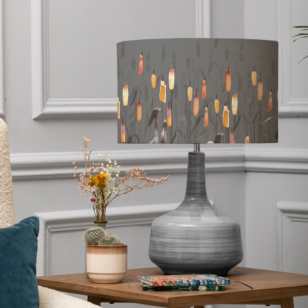 Eris Table Lampbase Slate/Orientalis EVA 37cm Lampshade Amber