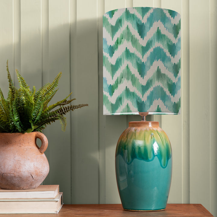 Eucalypt Table Lampbase Aqua/Savannah Anna 30cm Lampshade Isla