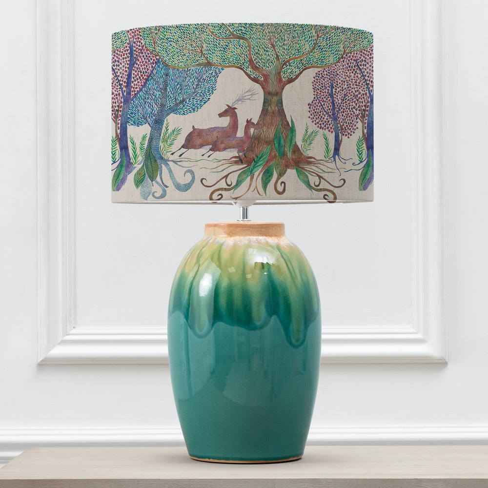 Eucalypt Table Lampbase Aqua/Willow Woods EVA 40cm Lampshade Linen - image 2