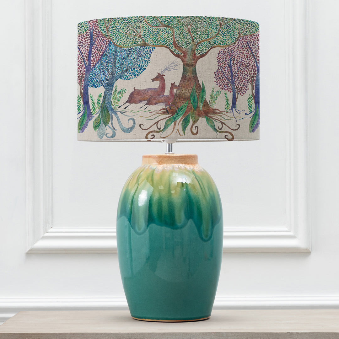 Eucalypt Table Lampbase Aqua/Willow Woods EVA 40cm Lampshade Linen - image 2
