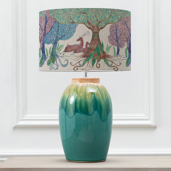 Eucalypt Table Lampbase Aqua/Willow Woods EVA 40cm Lampshade Linen - image 2