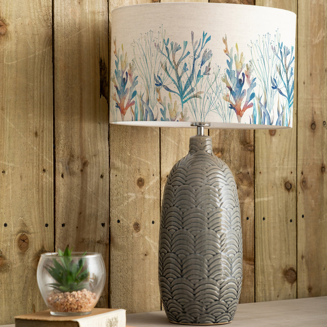 Jadis Table Lampbase Grey/Coral Reef EVA 40cm Lampshade Cobalt