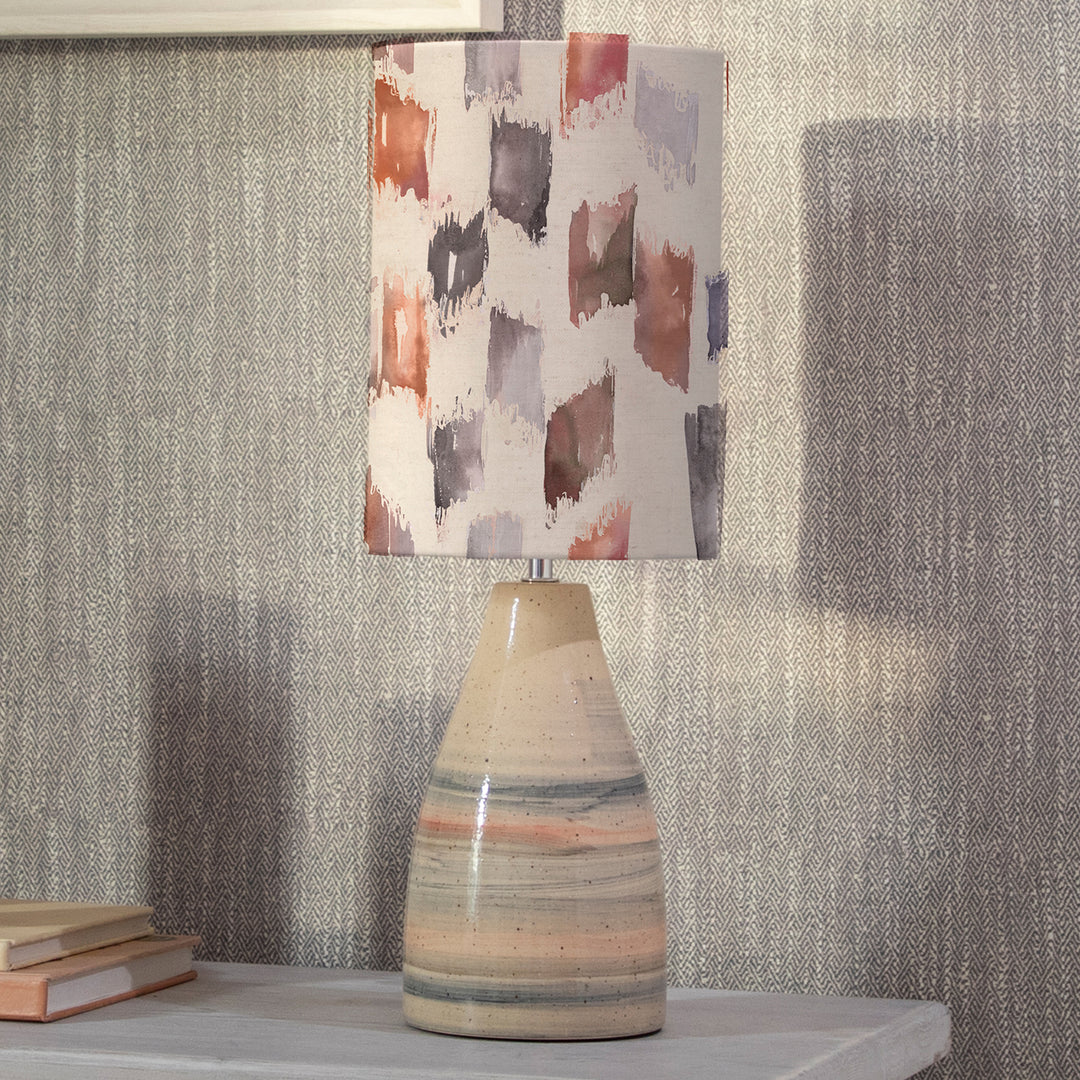 Japura Table Lampbase Sandstone/Arwen Anna 18x26cm Lampshade Rosewater
