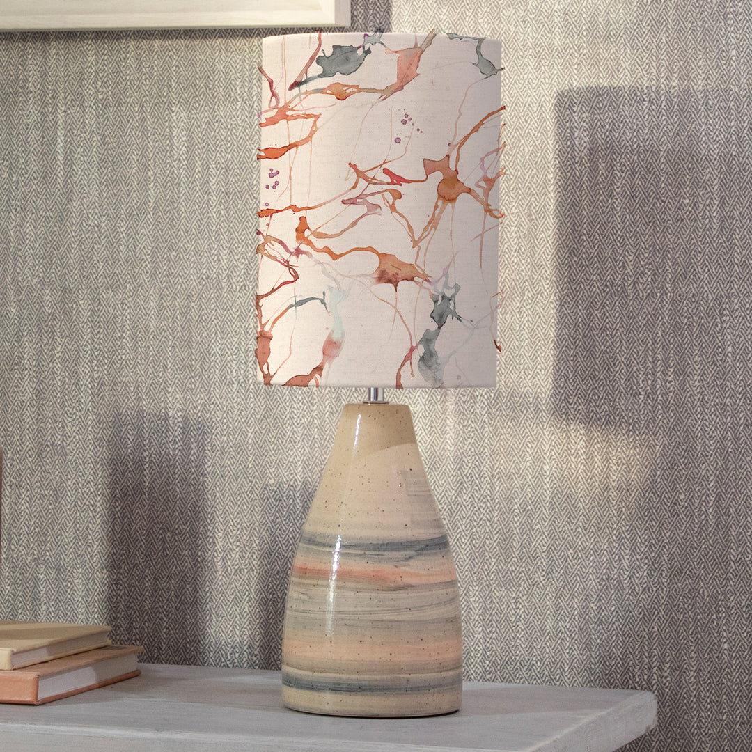 Japura Table Lampbase Sandstone/Carrara Anna 18cm Lampshade Rosewater