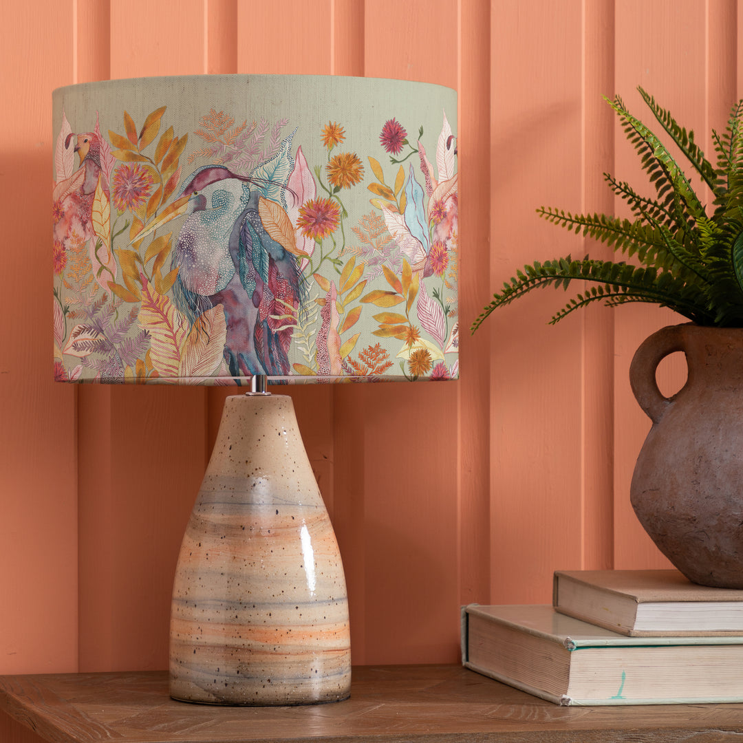 Japura Table Lampbase Sandstone/Ennerdale Forest EVA 30cm Lampshade Harvest