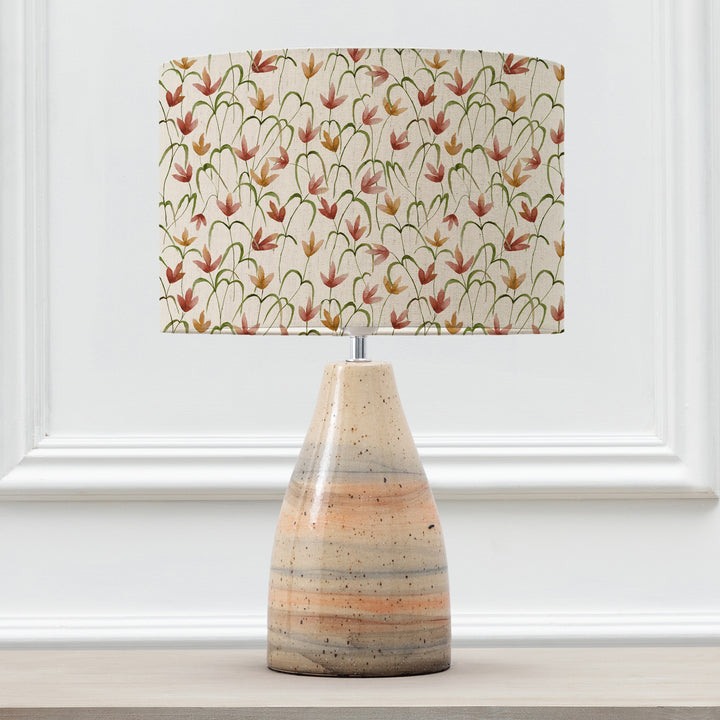 JAPURA TABLE LAMPBASE SANDSTONE/FRESIA LINEN EVA 30CM LAMPSHADE ORANGE
